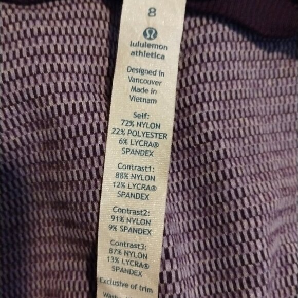 Lululemon Base Runner Long Sleeve Size 8 Mini‎ Check Pique Deep Zinfandel - Picture 6 of 7